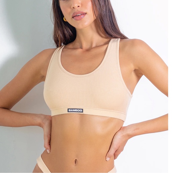 Bamboo underwear nude ribbed bra top - Picture 1 of 3